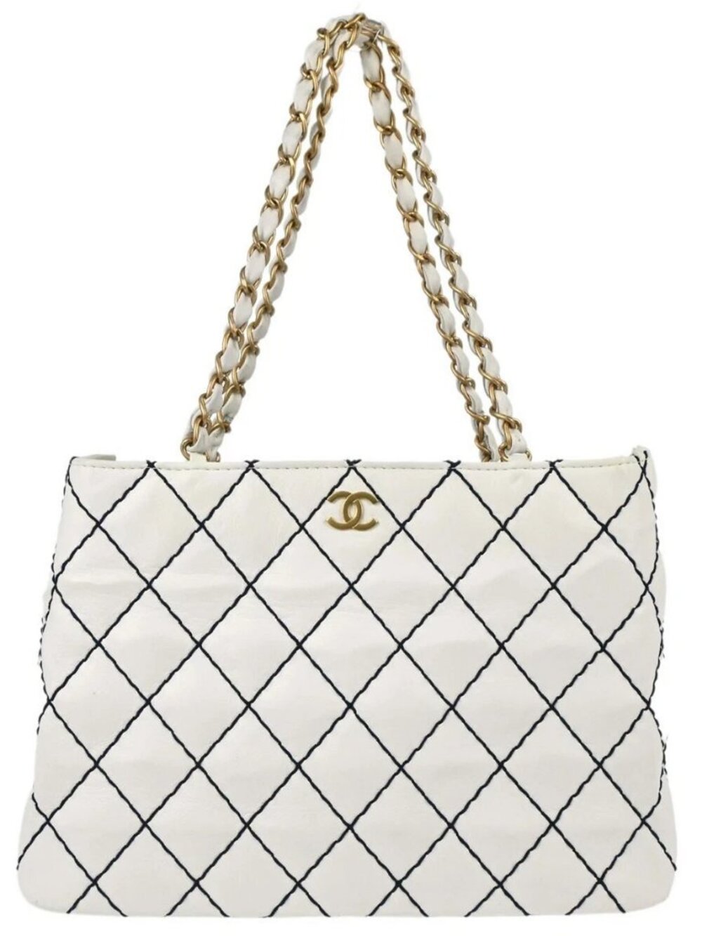 Chanel White Calfskin Wild Stitch Tote Bag 179184